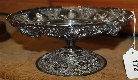 Embossed and pierced sterling silver cake stand (weighted)